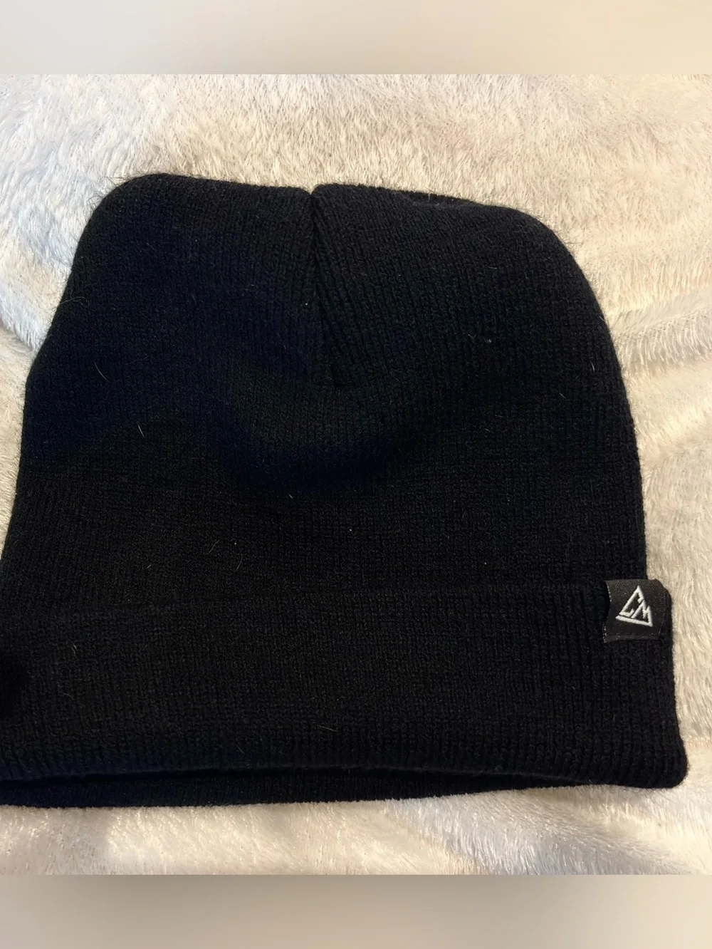 Chillmaster Black Knit Beanie with Subtle Triangle Logo - Women Accessories Hat